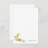 Gele Waterverf Bloemen Eenvoudige Blank Bruiloft Bedankkaart (Voorkant / Achterkant)