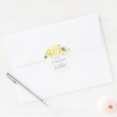 Gele Waterverf Bloemen Elegant Geïnspireerd Ronde Sticker (Envelop)
