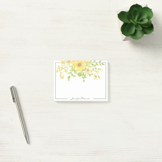 gele waterverf bloemen gepersonaliseerd post-it® notes (Kantoor)
