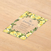 Gele Waterverf Bloemen Gouden Glitter Boog Wedding Acryl Uitnodigingen (Laagn)