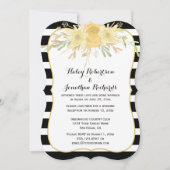 Gele Waterverf Bloemen Gouden Sparkles Bruiloften Kaart (Voorkant)