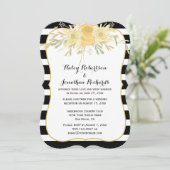 Gele Waterverf Bloemen Gouden Sparkles Bruiloften Kaart (Staand voorkant)