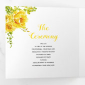 Gele waterverf bloemen groene bladeren, foto drieluik programma (Binnenzijde eerst)