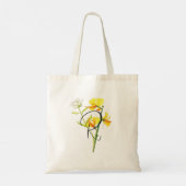 Gele waterverf bloemen met uw initiaal tote bag (Achterkant)