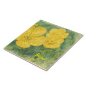 Gele waterverf bloemen tegeltje (Zijkant)