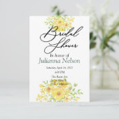 Gele waterverf bloemen uitnodiging (Staand voorkant)