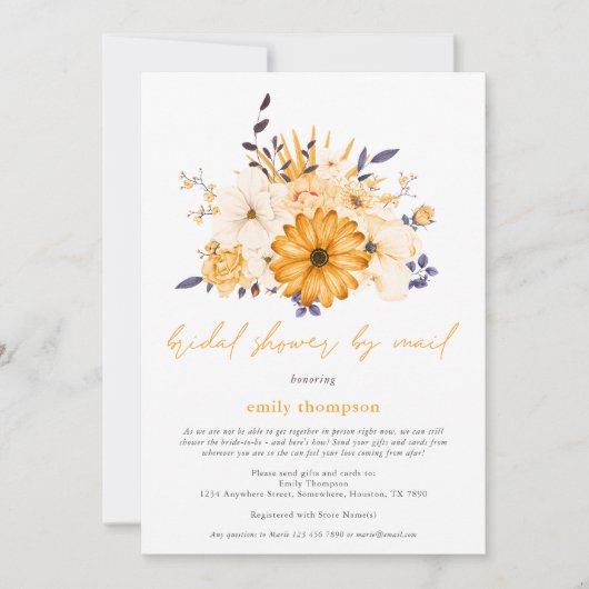 Gele Waterverf Bloemen Vrijgezellenfeest per post Kaart (Voorkant)