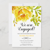 Gele waterverf bloemenbruiloft verlovingsfeest kaart (Voorkant)