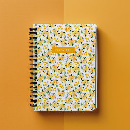 Gele waterverf bloementuin gepersonaliseerd notitieboek