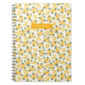 Gele waterverf bloementuin gepersonaliseerd notitieboek (Voorkant)