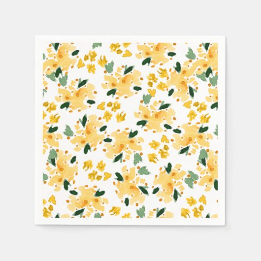 Gele waterverf bloementuin servetten (Voorkant)