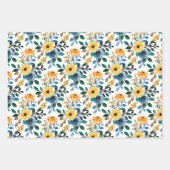 Gele waterverf bloempatroonglazuur inpakpapier vel (Voorkant 2)