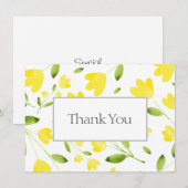 Gele Waterverf bloemstelen Bedankkaart (Voorkant / Achterkant)
