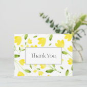 Gele Waterverf bloemstelen Bedankkaart (Staand voorkant)