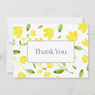 Gele Waterverf bloemstelen Bedankkaart