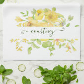 Gele waterverf bloemstuk gepersonaliseerd theedoek (Gevouwen)