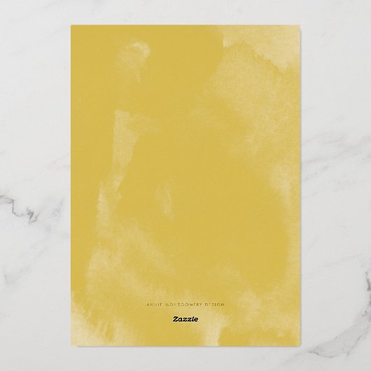 Gele Waterverf Botanische Lijst Gold Folie Feestdagenkaart (Achterkant)