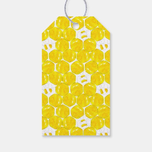Gele Waterverf Bumble Bee Baby shower Gift Labels Cadeaulabel (Achterkant)