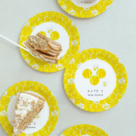 Gele Waterverf Bumble Bee Baby shower Papieren Bordje