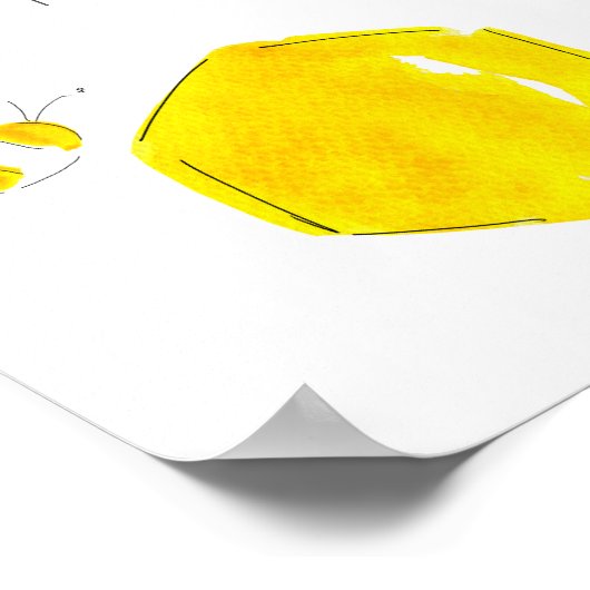 Gele Waterverf Bumble Bee Baby shower Welkom Poster (Hoek)