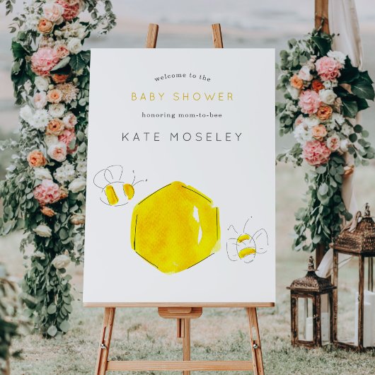 Gele Waterverf Bumble Bee Baby shower Welkom Poster