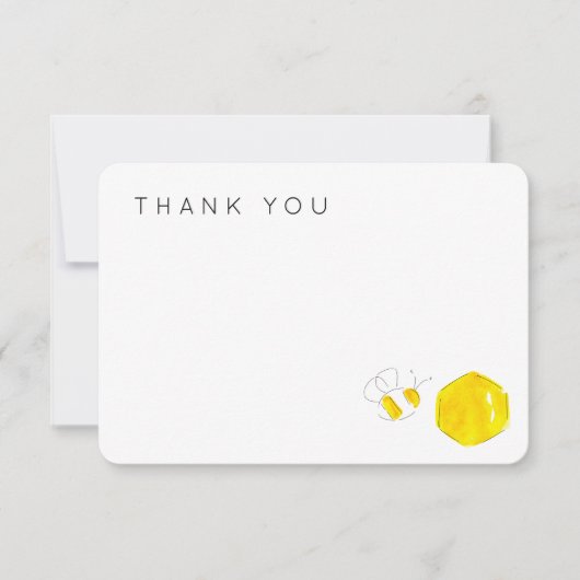 Gele Waterverf Bumble Bee Hive Baby shower Bedankkaart (Voorkant)