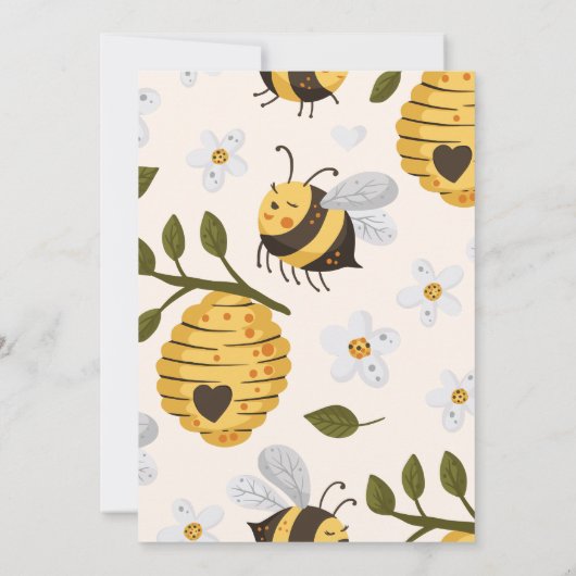 Gele Waterverf Bumble Bee Hive Baby shower Kaart (Achterkant)