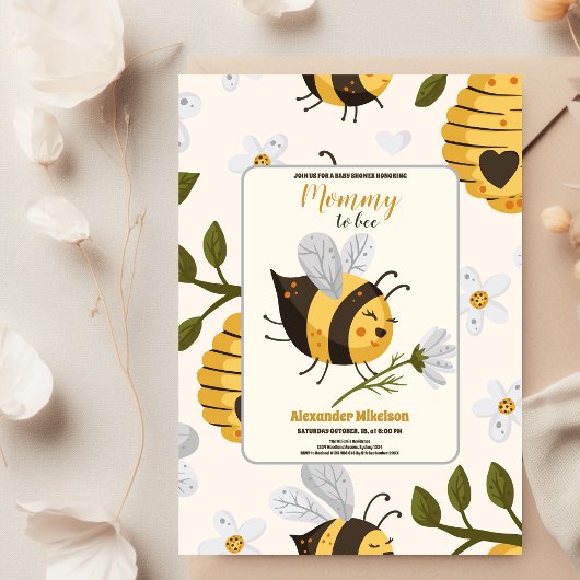Gele Waterverf Bumble Bee Hive Baby shower Kaart