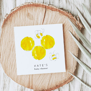 Gele Waterverf Bumble Bee Honingraat Baby shower Servet