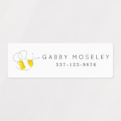 Gele Waterverf Bumble Bee Persoonlijke Kinderen Labels (Design 2)