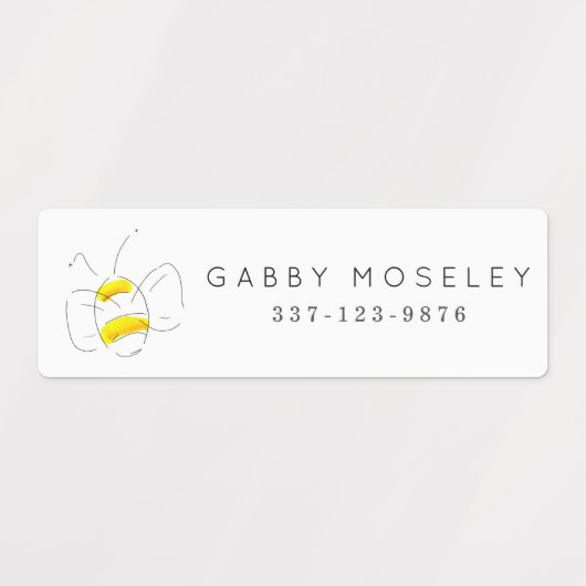 Gele Waterverf Bumble Bee Persoonlijke Kinderen Labels (Design 1)