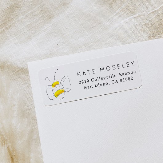Gele Waterverf Bumble Bee Return Address Labels