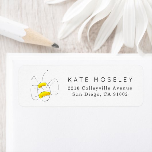 Gele Waterverf Bumble Bee Return Address Labels (Insitu)