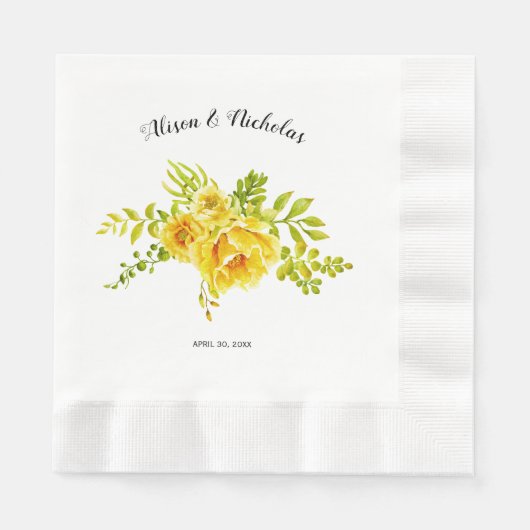 Gele waterverf cactus bloemen bloemen bloemen brui servet (Voorkant)