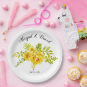 Gele waterverf cactus bloemen sappig huwelijk papieren bordje (Feest)