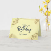 Gele Waterverf Chic Happy Birthday Custom Name Kaart (Gele Bloem)