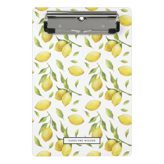 Gele Waterverf citroenen en groen Mini Klembord (Voorkant)