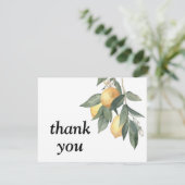 Gele waterverf citroenen en groene bladeren bedankkaart (Staand voorkant)