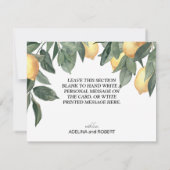 Gele waterverf citroenen en groene bladeren bedankkaart (Achterkant)