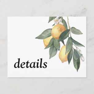 Gele waterverf citroenen en groene bladeren informatiekaartje