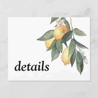 Gele waterverf citroenen en groene bladeren informatiekaartje