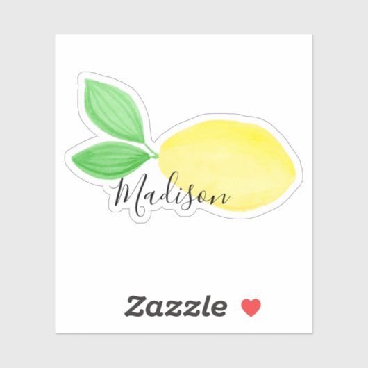 Gele Waterverf Citroennaam Sticker (Vel)
