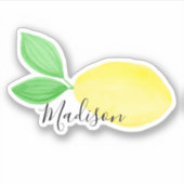 Gele Waterverf Citroennaam Sticker (Voorkant)