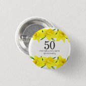 Gele Waterverf Daffodil 50e verjaardagsfeestje Ronde Button 3,2 Cm (Voorkant /achterkant)