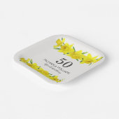 Gele Waterverf Daffodil 50th Birthday Napkins Papieren Bordje (Gebogen)