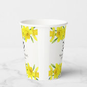 Gele Waterverf Daffodils 50ste verjaardagsfeestje Papieren Bekers (Rechts)