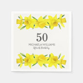 Gele Waterverf Daffodils 50ste verjaardagsfeestje Servet (Voorkant)