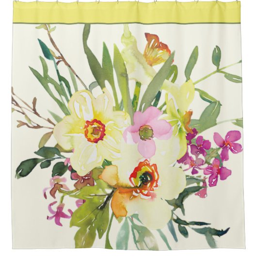 Gele waterverf daffodis douchegordijn (Voorkant)