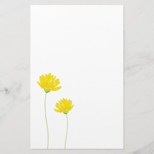 Gele Waterverf Daisies Briefpapier (Voorkant)