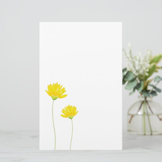 Gele Waterverf Daisies Briefpapier (Staand voorkant)